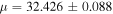 $\mu =32.426\pm 0.088$