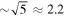 $\sim \sqrt{5}\approx 2.2$