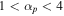 $1\lt {\alpha }_{p}\lt 4$