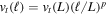 ${v}_{t}{({\ell })={v}_{t}(L)({\ell }/L)}^{p}$