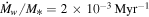 ${\dot{M}}_{w}/{M}_{* }=2\times {10}^{-3}\,{\mathrm{Myr}}^{-1}$