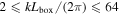 $2\leqslant {{kL}}_{\mathrm{box}}/(2\pi )\leqslant 64$
