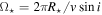 ${{\rm{\Omega }}}_{\star }=2\pi {R}_{\star }/v\sin i$
