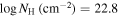 ${\mathrm{log}}\,{N}_{{\rm{H}}}\,({\mathrm{cm}}^{-2})=22.8$