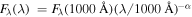 ${F}_{\lambda }(\lambda )\,={F}_{\lambda }(1000\,{\rm{\mathring{\rm A} }}){\left(\lambda /1000\,{\rm{\mathring{\rm A} }}\right)}^{-\alpha }$