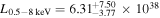 ${L}_{0.5-8\,\mathrm{keV}}={6.31}_{-3.77}^{+7.50}\times {10}^{38}$