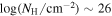 $\mathrm{log}({N}_{{\rm{H}}}/{\mathrm{cm}}^{-2})\sim 26$