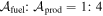${{ \mathcal A }}_{\mathrm{fuel}}:{{ \mathcal A }}_{\mathrm{prod}}=1:4$