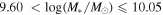 $9.60\lt {\rm{log}}({M}_{\ast }/{M}_{\odot })\leqslant 10.05$
