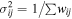 ${\sigma }_{{ij}}^{2}=1/\sum {w}_{{ij}}$