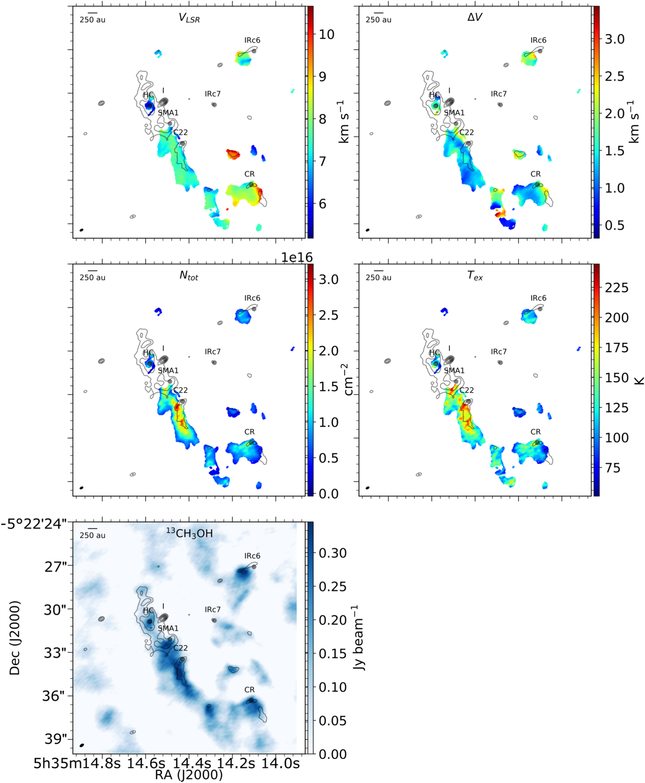 Mapping Physical Parameters in Orion KL at High Spatial Resolution -  IOPscience