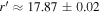$r^{\prime} \approx 17.87\pm 0.02$