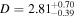 $D={2.81}_{-0.39}^{+0.70}$