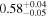 ${0.58}_{-0.05}^{+0.04}$