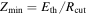 ${Z}_{\min }={E}_{\mathrm{th}}/{R}_{\mathrm{cut}}$