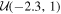 ${ \mathcal U }(-2.3,1)$