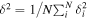 ${\delta }^{2}=1/N{\sum }_{i}^{N}{\delta }_{i}^{2}$