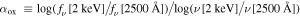${\alpha }_{{\rm\small{}}\mathrm{ox}}\equiv \mathrm{log}({f}_{\nu }[2\,\mathrm{keV}]/{f}_{\nu }[2500\,\mathring{\rm{A}} ])/\mathrm{log}(\nu [2\,\mathrm{keV}]/\nu [2500\,\mathring{\rm{A}} ])$