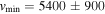 ${v}_{\min }=5400\pm 900$