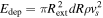 ${E}_{\mathrm{dep}}=\pi {R}_{\mathrm{ext}}^{2}{dR}\rho {v}_{s}^{2}$