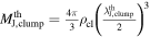 ${M}_{{\rm{J}},\mathrm{clump}}^{\mathrm{th}}=\tfrac{4\pi }{3}{\rho }_{\mathrm{cl}}{\left(\tfrac{{\lambda }_{{\rm{J}},\mathrm{clump}}^{\mathrm{th}}}{2}\right)}^{3}$