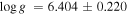 $\mathrm{log}g\,=6.404\pm 0.220$