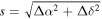 $s=\sqrt{{\rm{\Delta }}{\alpha }^{2}+{\rm{\Delta }}{\delta }^{2}}$