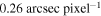 $0.26\,{\rm{arcsec}}\,{{\rm{pixel}}}^{-1}$