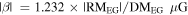 $|\beta |\,=1.232\times |{{\rm{RM}}}_{{\rm{EG}}}|/{{\rm{DM}}}_{{\rm{EG}}}\,\,\mu {\rm{G}}$