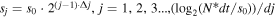 ${s}_{j}={s}_{0}\cdot {2}^{\left(j-1\right)\cdot {\rm{\Delta }}j},j=1,2,3...,\left({\mathrm{log}}_{2}\left(N* dt/{s}_{0}\right)\right)/dj$