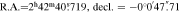 $\rm{R.A.}={2}^{{\rm{h}}}4{2}^{{\rm{m}}}40\mathop{.}\limits^{{\rm{s}}}719,\rm{decl.}=-{0}^{\circ }{0}^{{\rm{{\prime} }}}47\mathop{.}\limits^{\unicode{x02033}}71$
