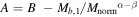 $A=B\,-{{M}_{b,1}/{M}_{\mathrm{norm}}}^{\alpha -\beta }$