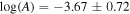 ${\rm{log}}(A)=-3.67\pm 0.72$