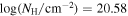 ${\mathrm{log}}({N}_{{\rm{H}}}/{{\rm{cm}}}^{-2})=20.58$