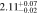 $2.1{1}_{-0.02}^{+0.07}$