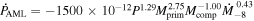 ${\dot{P}}_{{\rm{AML}}}=-1500\times 1{0}^{-12}{P}^{1.29}{M}_{{\rm{prim}}}^{2.75}{M}_{{\rm{comp}}}^{-1.00}{\dot{M}}_{-8}^{0.43}$