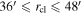 $3{6}^{{\prime} }\leqslant {r}_{{\rm{c}}{\rm{l}}}\leqslant 4{8}^{{\prime} }$