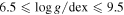 $6.5\leqslant {\mathrm{log}}\,g/\mathrm{dex}\leqslant 9.5$