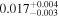 $0.01{7}_{-0.003}^{+0.004}$