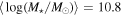 $\langle {\rm{log}}\,({{M}}_{\star }/{{M}}_{\odot })\rangle =10.8$
