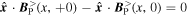 $\widehat{{\boldsymbol{x}}}\cdot {{\boldsymbol{B}}}_{{\rm{P}}}^{\gt }(x,+0)-\widehat{{\boldsymbol{x}}}\cdot {{\boldsymbol{B}}}_{{\rm{P}}}^{\gt }(x,0)=0$