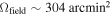 ${{\rm{\Omega }}}_{{\rm{field}}}\sim 304\,{{\rm{arcmin}}}^{2}$