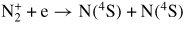${\rm N}_2^+ + \rme \rightarrow {\rm N}(^4{\rm S}) + {\rm N}(^4{\rm S})$
