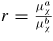$r = \frac{\mu^{{\bit a}}_{\chi}}{\mu^{{\bit b}}_{\chi}}$
