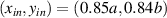 $(x_{in} , y_{in} ) = (0 . 85 a , 0 . 84 b)$