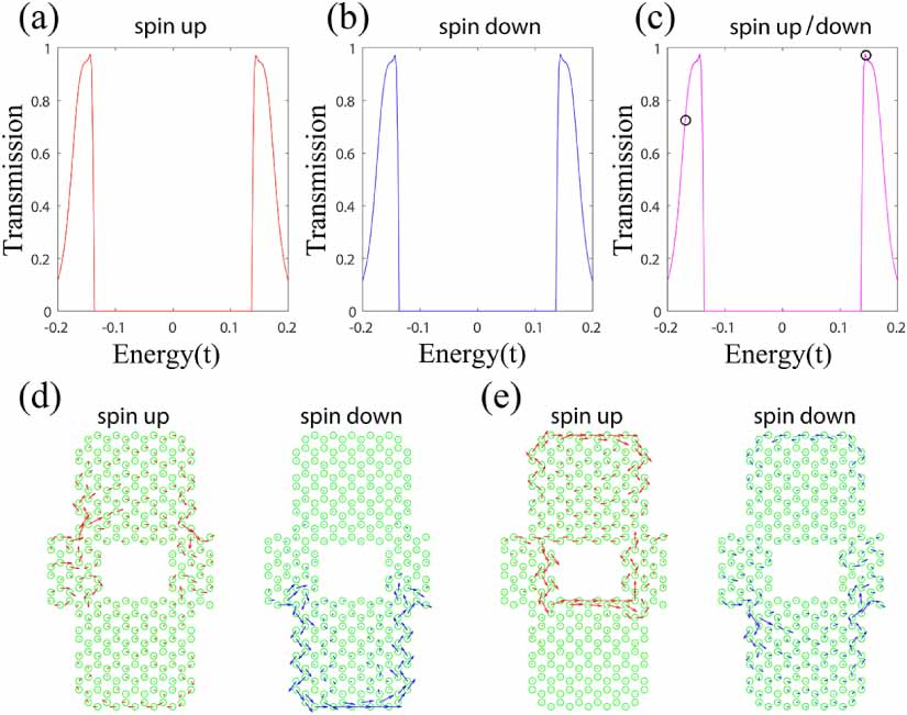 Spin polarized current distribution and transport in perforated two ...