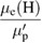 $ \displaystyle \frac{\mu_{\rm e}({\rm H})}{\mu_{\rm p}^\prime} $ 