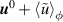 $\boldsymbol{u}^{0} + \left<\tilde{u}\right>_{\phi}$