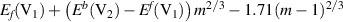 $E_f({\rm V}_1) + \left(E^b({\rm V}_2)-E^f({\rm V}_1)\right)m^{2/3} -1.71(m-1)^{2/3}$