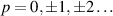 $p = 0, \pm 1, \pm 2 \ldots $